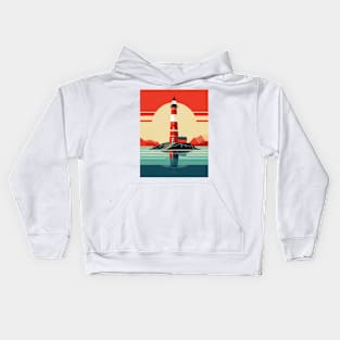 Vintage Sunset Sentinel Lighthouse Kids Hoodie